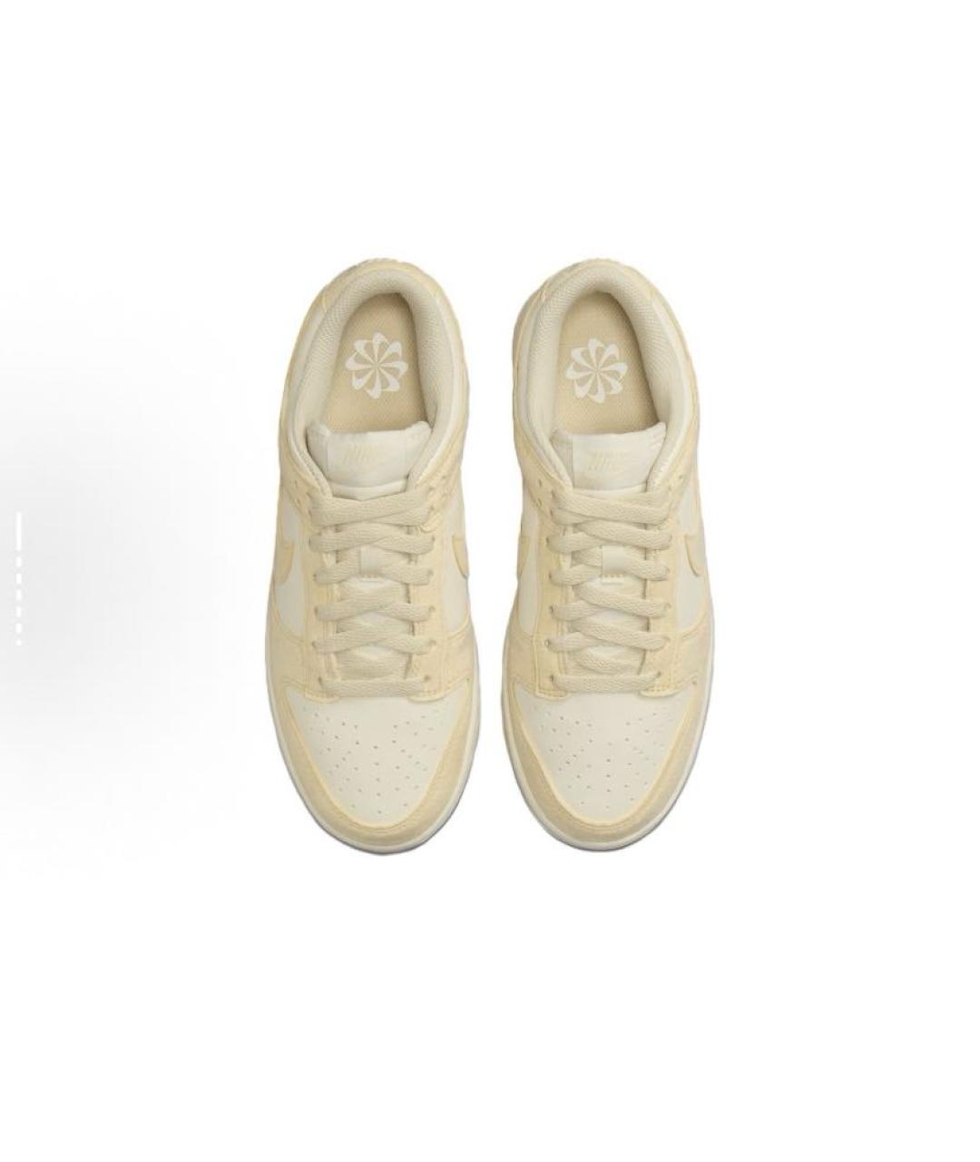 NIKE Бежевые кожаные низкие кроссовки / кеды, фото 4