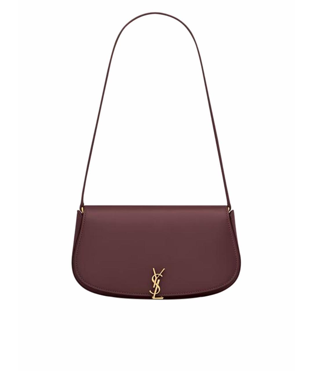 SAINT LAURENT Бордовая кожаная сумка с короткими ручками, фото 1