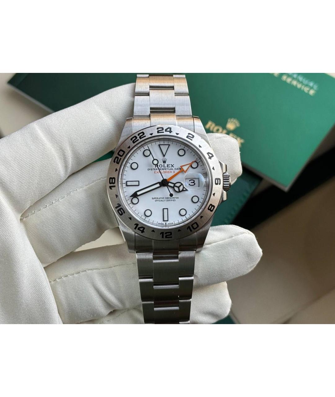ROLEX Белые стальные часы, фото 2