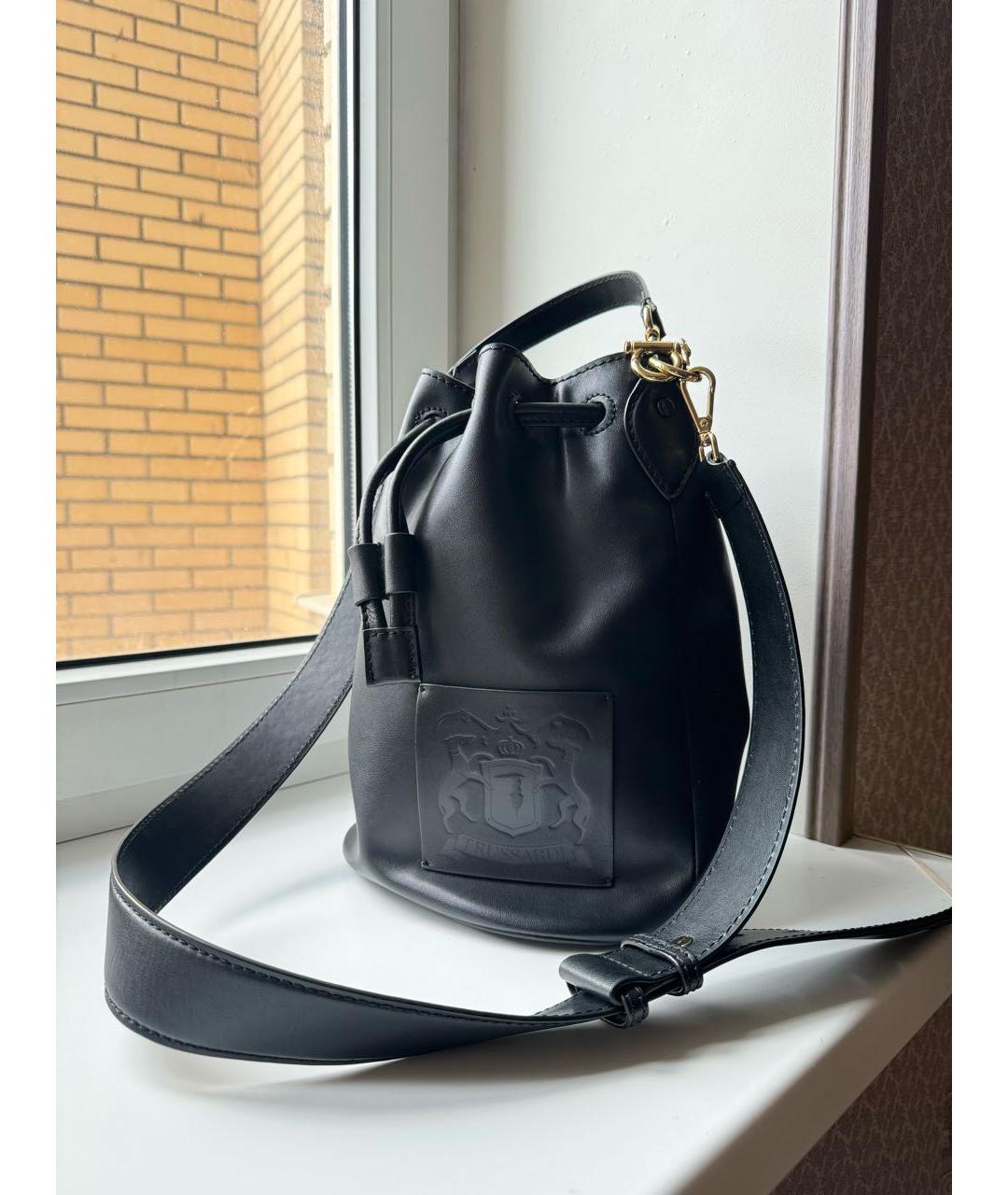 TRUSSARDI Черная кожаная сумка тоут, фото 2