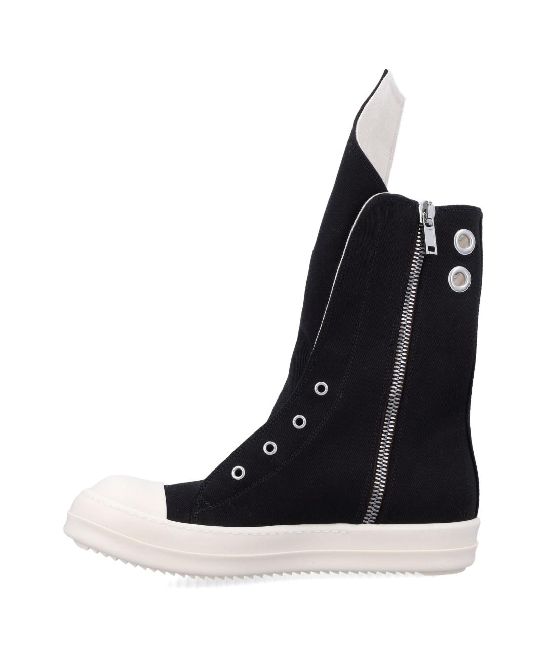 RICK OWENS DRKSHDW Черные текстильные высокие кроссовки / кеды, фото 3
