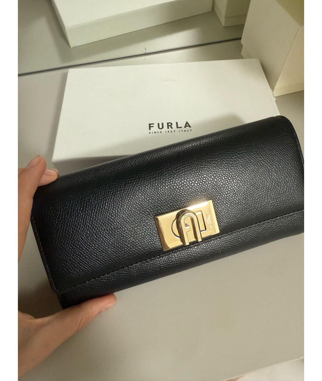 FURLA Черный кожаный кошелек, фото 2