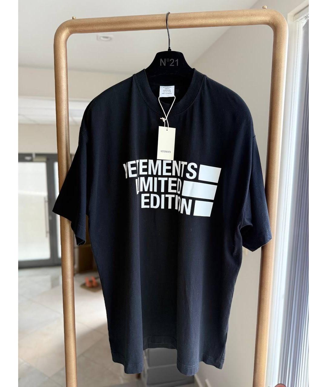 VETEMENTS Черная хлопковая футболка, фото 2
