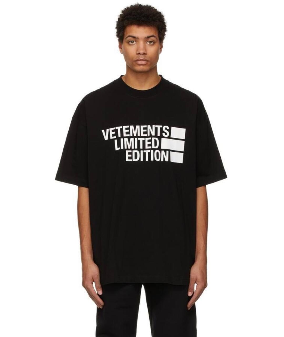 VETEMENTS Черная хлопковая футболка, фото 3