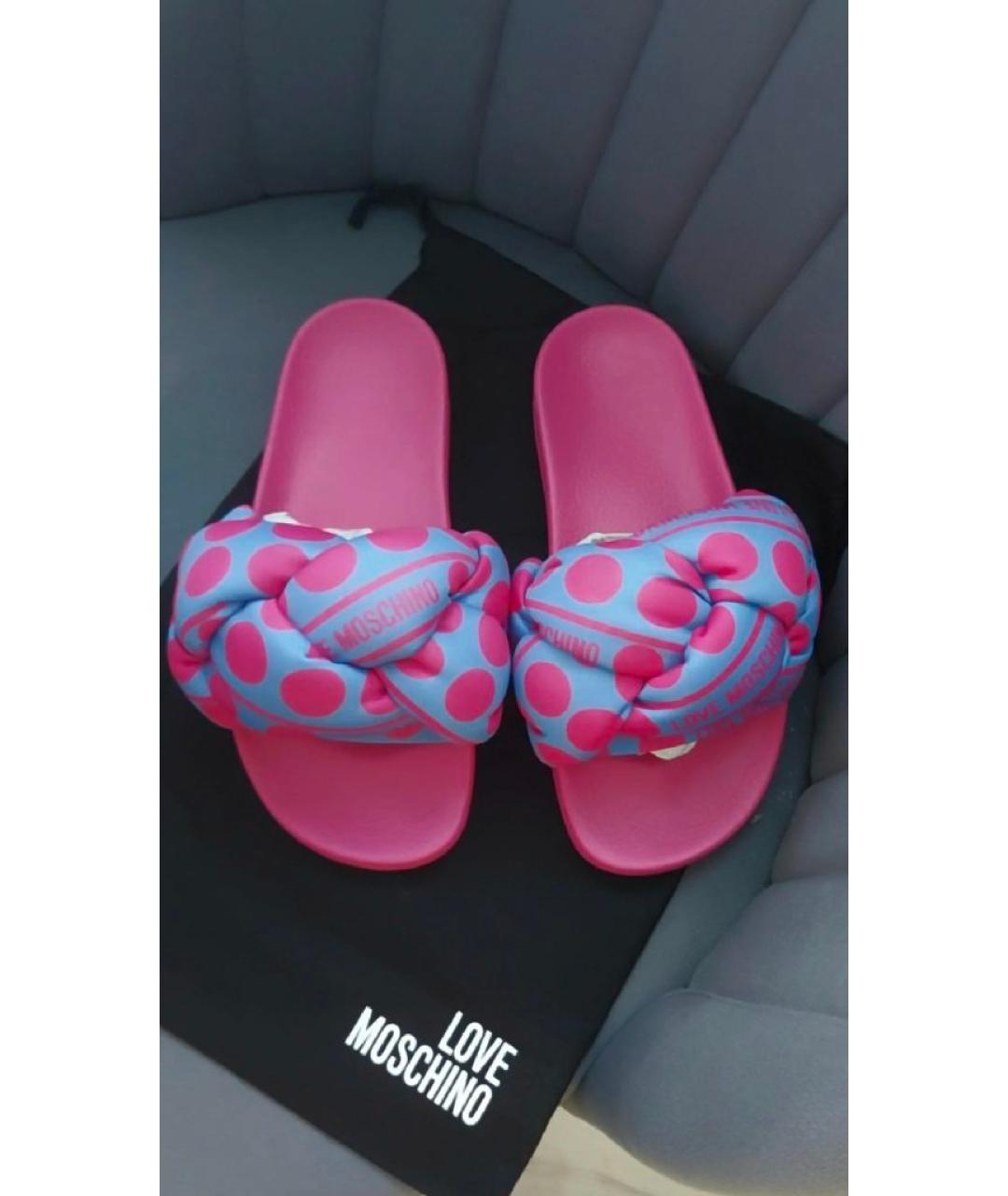 LOVE MOSCHINO Розовые шлепанцы, фото 3