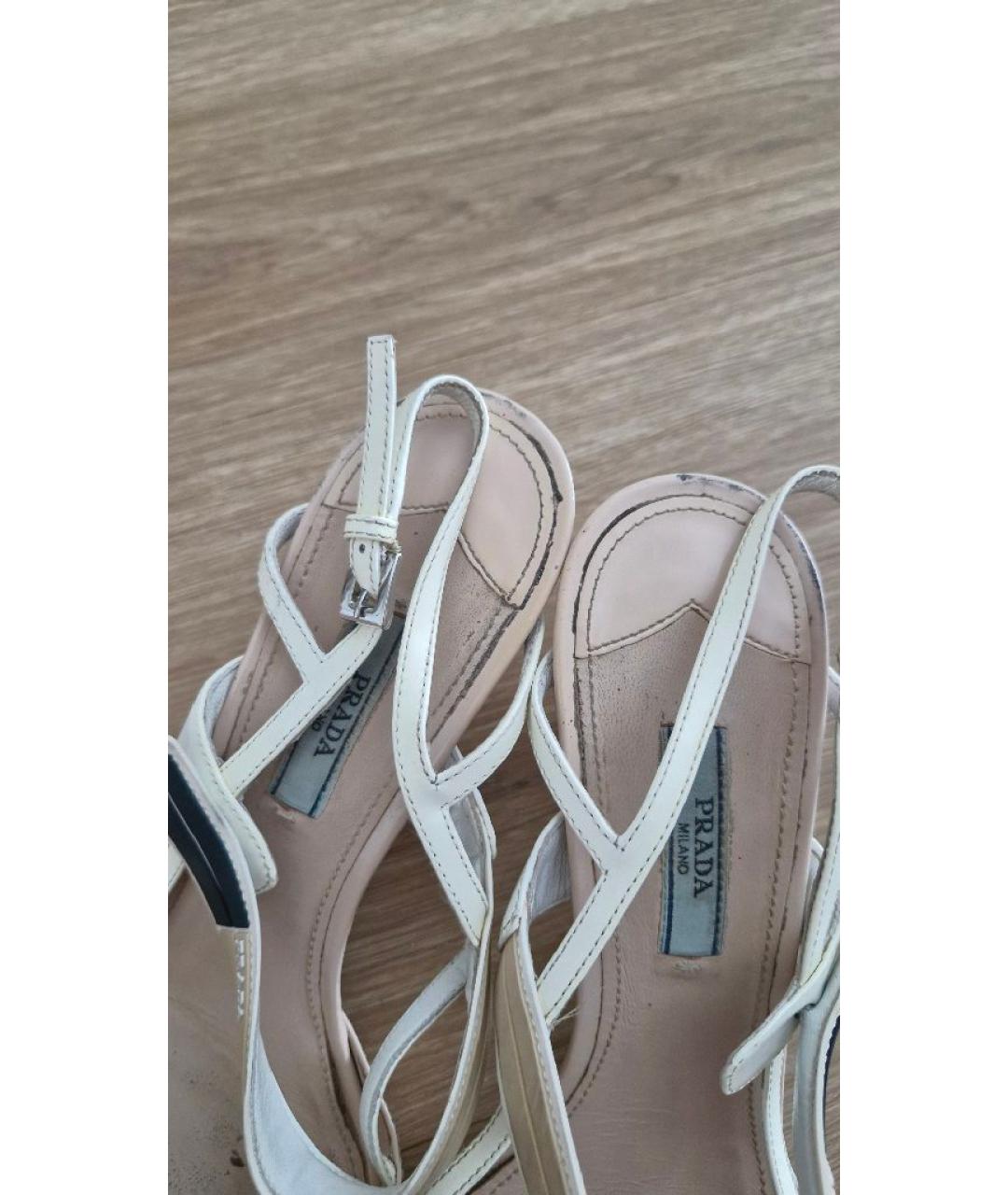 PRADA Белые кожаные туфли, фото 8