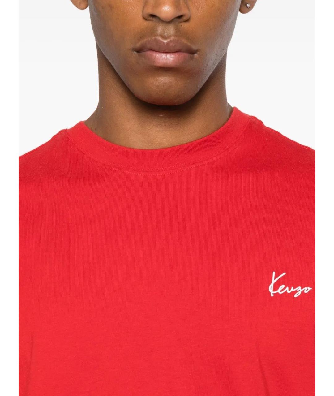 KENZO Красная хлопковая футболка, фото 4