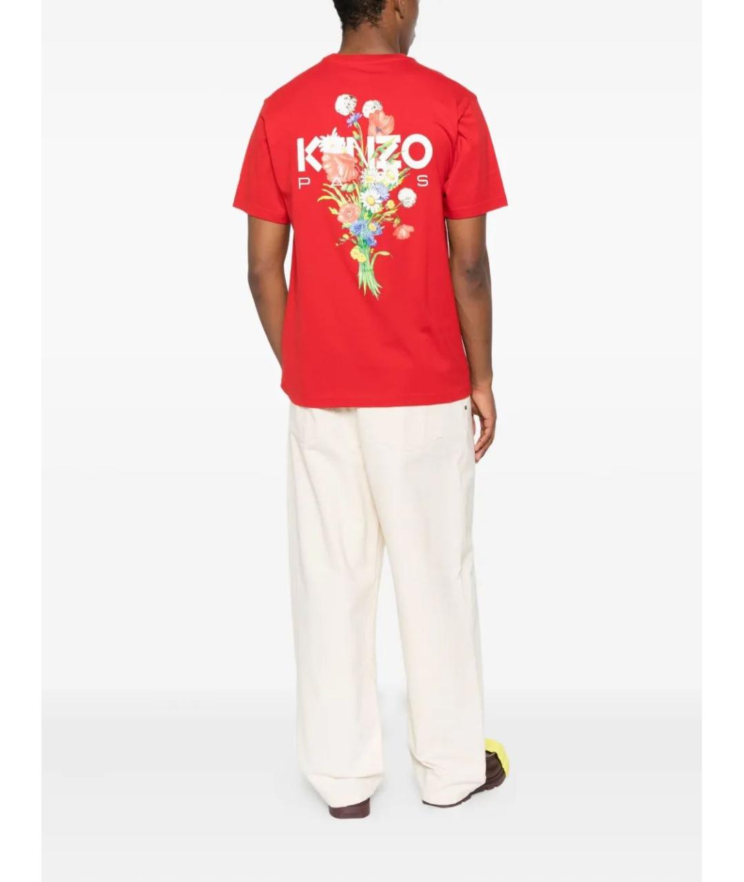 KENZO Красная хлопковая футболка, фото 2