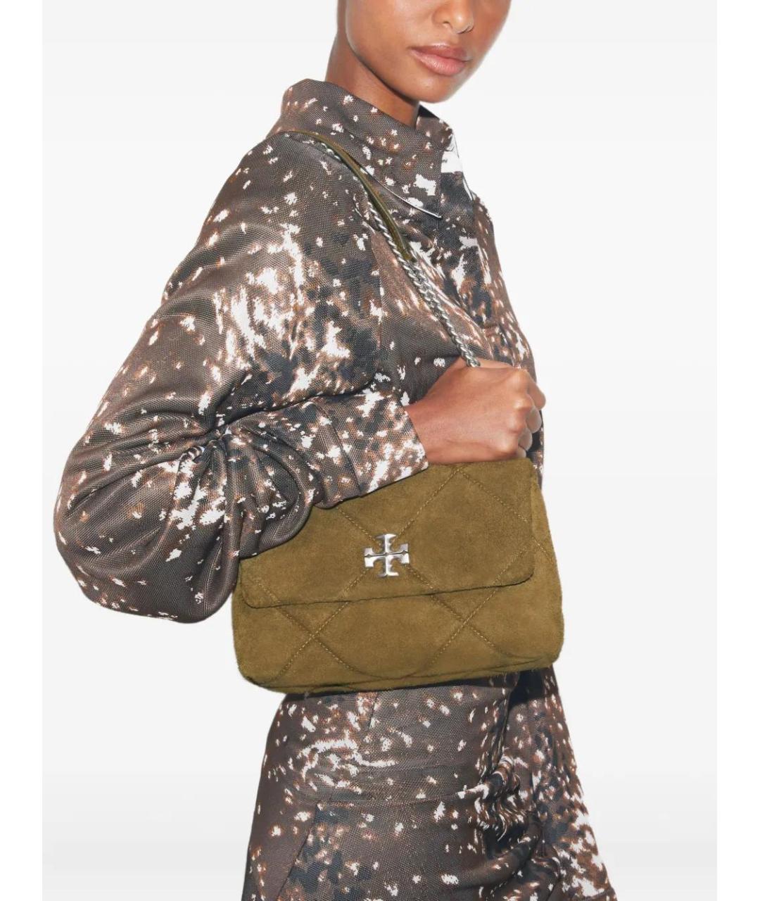 TORY BURCH Хаки замшевая сумка через плечо, фото 2