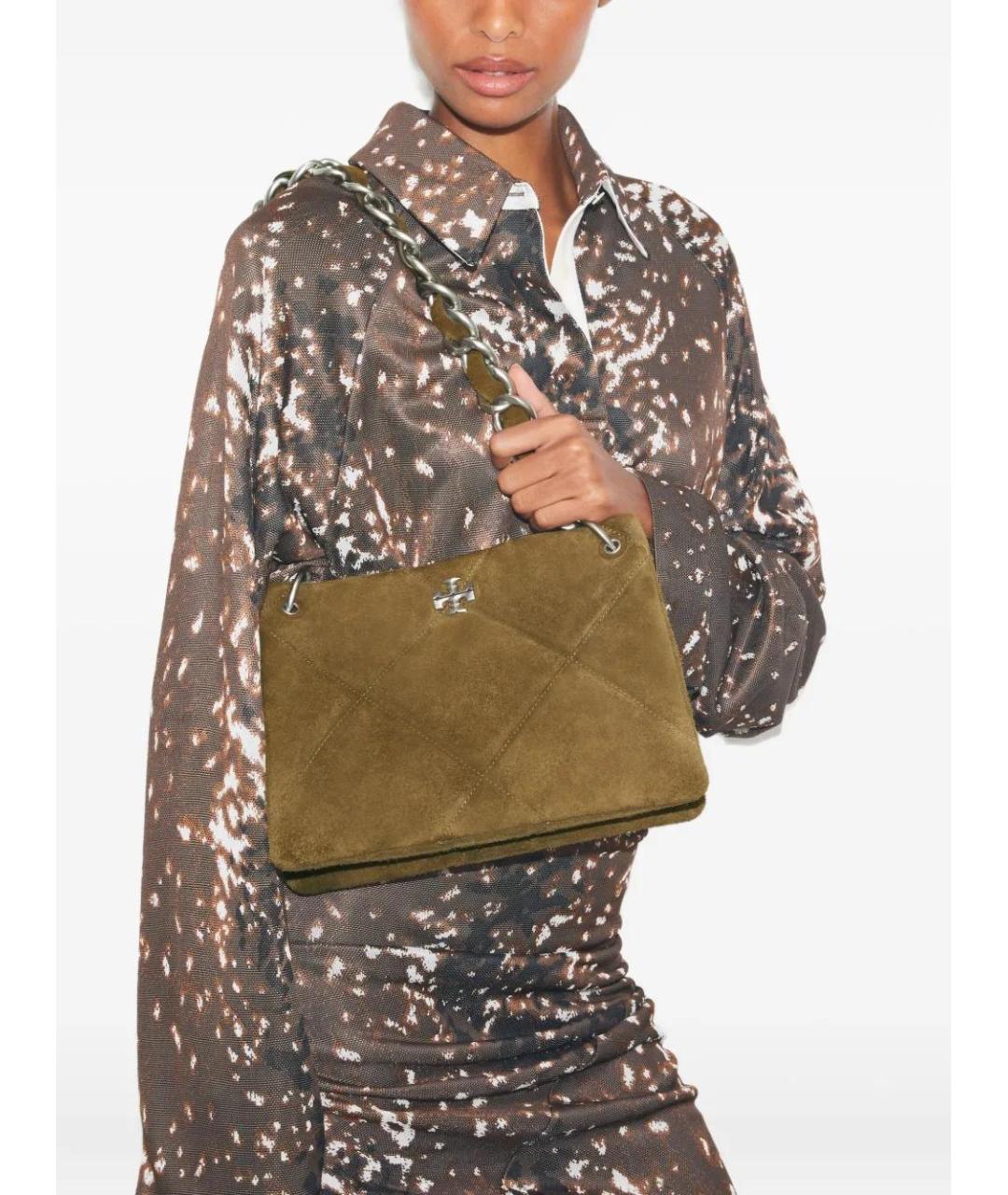 TORY BURCH Зеленая кожаная сумка через плечо, фото 2