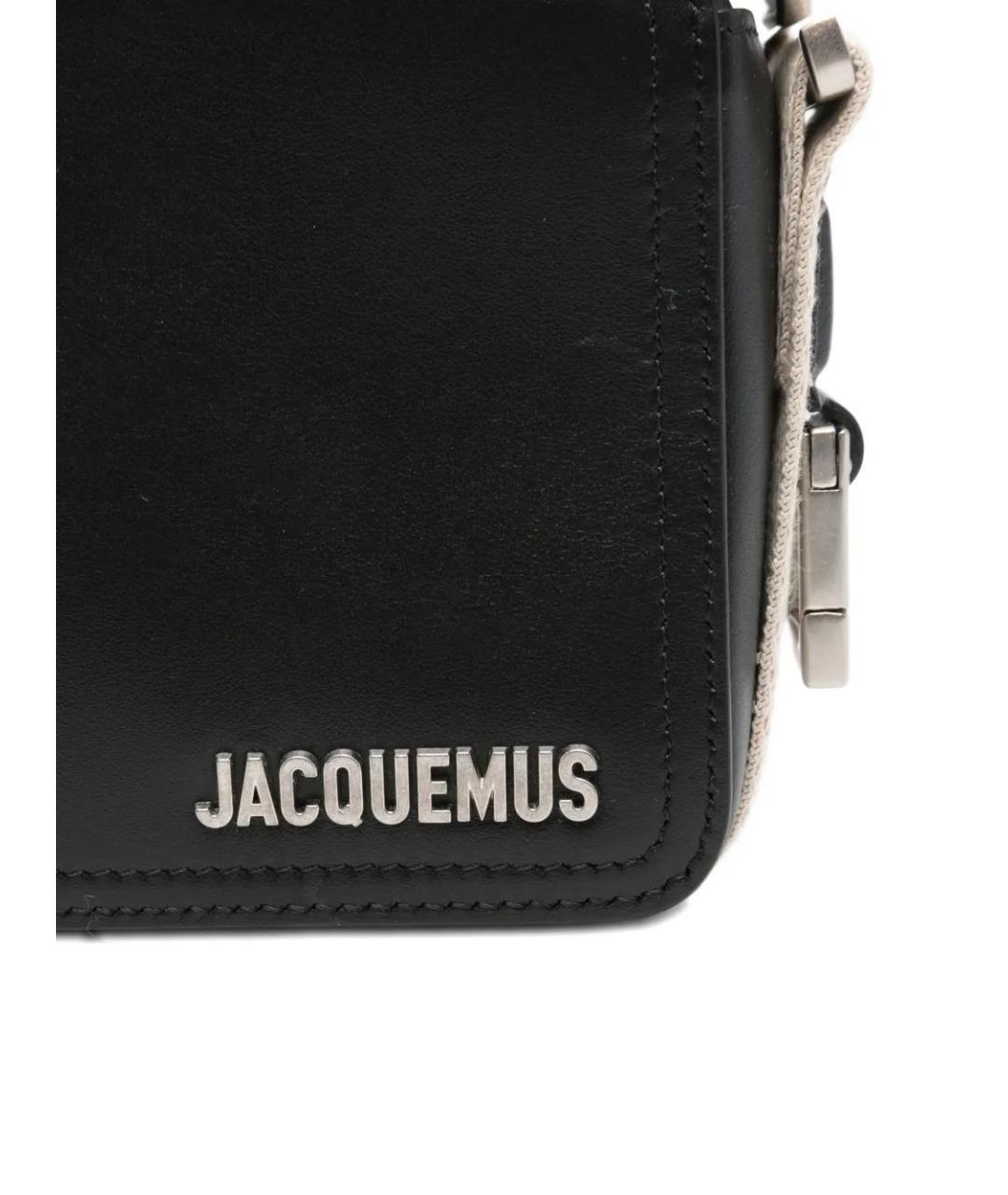 JACQUEMUS Черная кожаная сумка на плечо, фото 4
