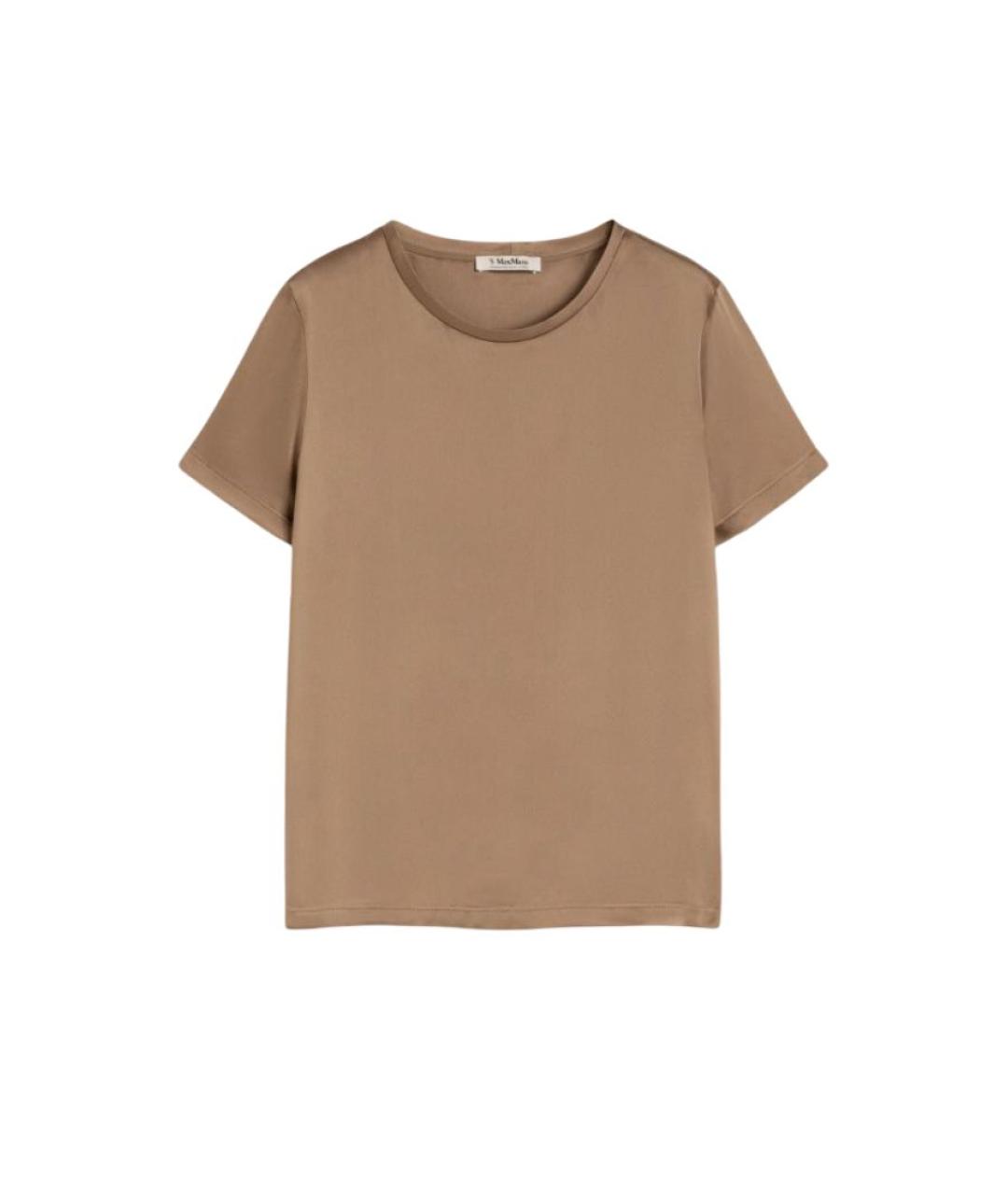 'S MAX MARA Коричневая шелковая футболка, фото 1