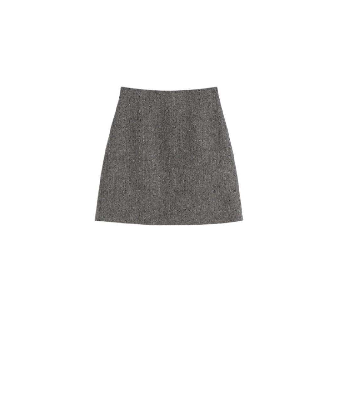 WEEKEND MAX MARA Антрацитовая шерстяная юбка мини, фото 1
