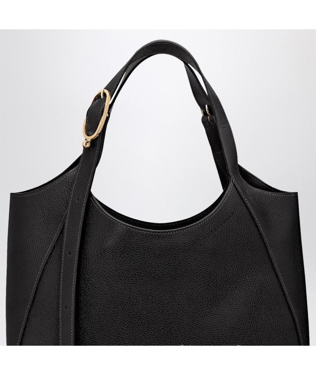 LONGCHAMP Черная кожаная сумка тоут, фото 2