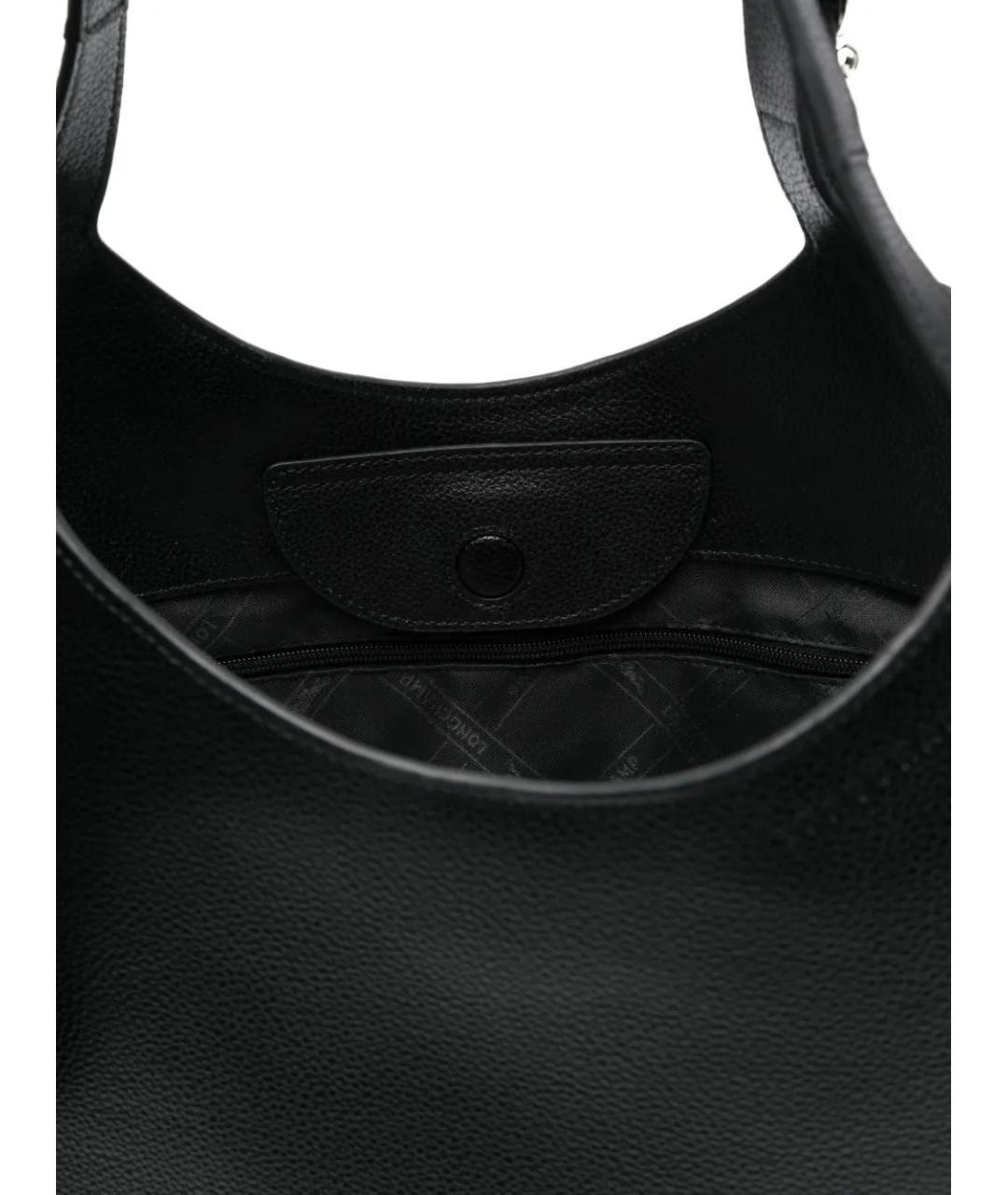 LONGCHAMP Черная кожаная сумка тоут, фото 5