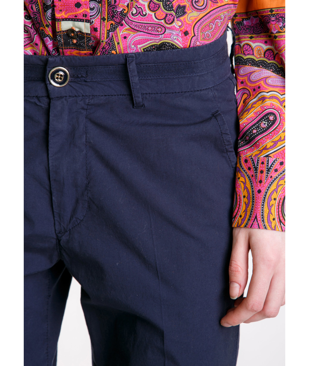 LES COPAINS Синие хлопковые брюки широкие, фото 3