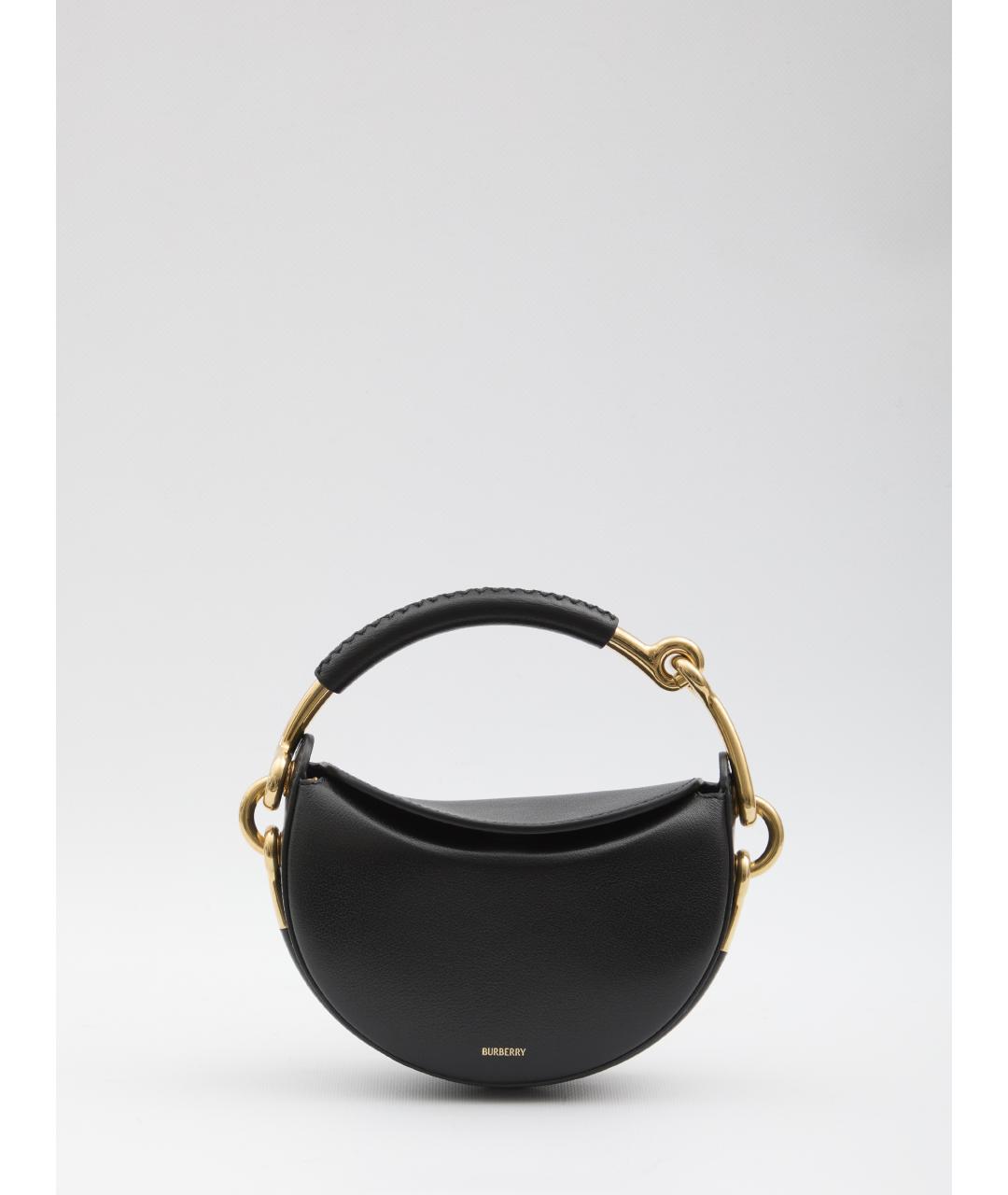BURBERRY Черная кожаная сумка с короткими ручками, фото 6