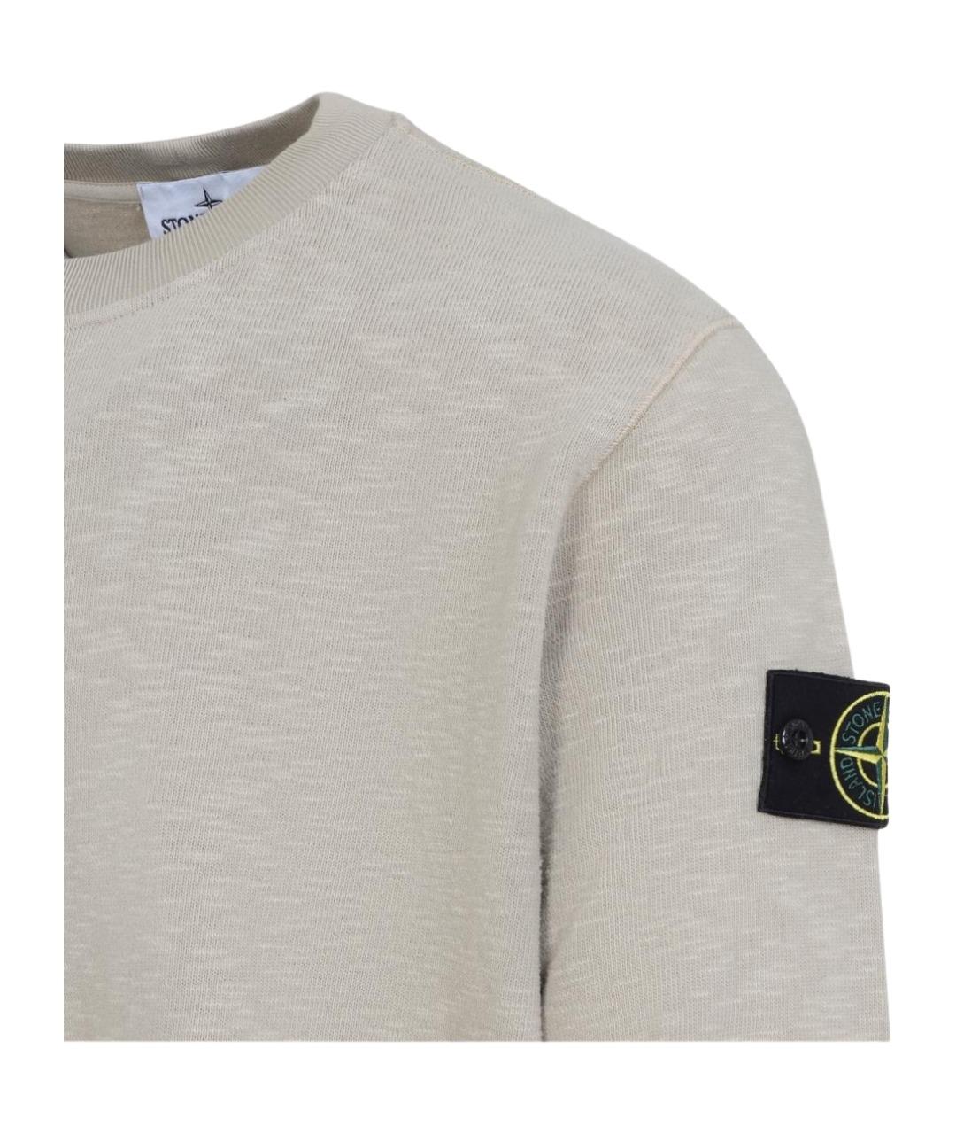 STONE ISLAND Бежевый хлопковый джемпер / свитер, фото 3