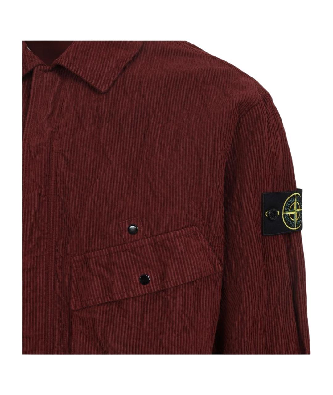 STONE ISLAND Бордовая хлопковая кэжуал рубашка, фото 3