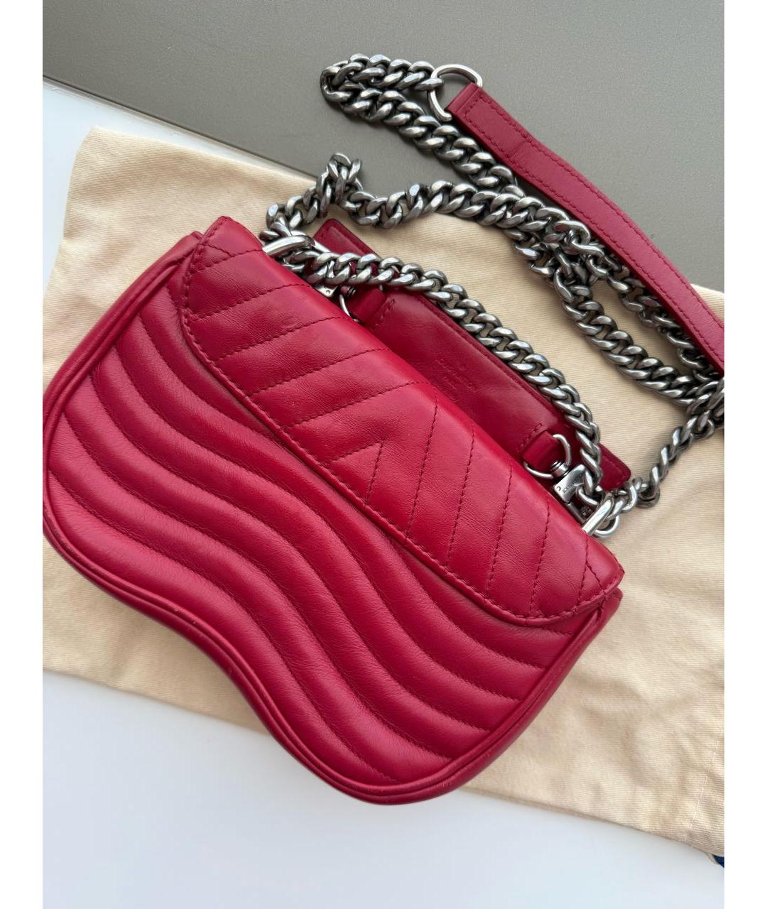LOUIS VUITTON Красная кожаная сумка через плечо, фото 4