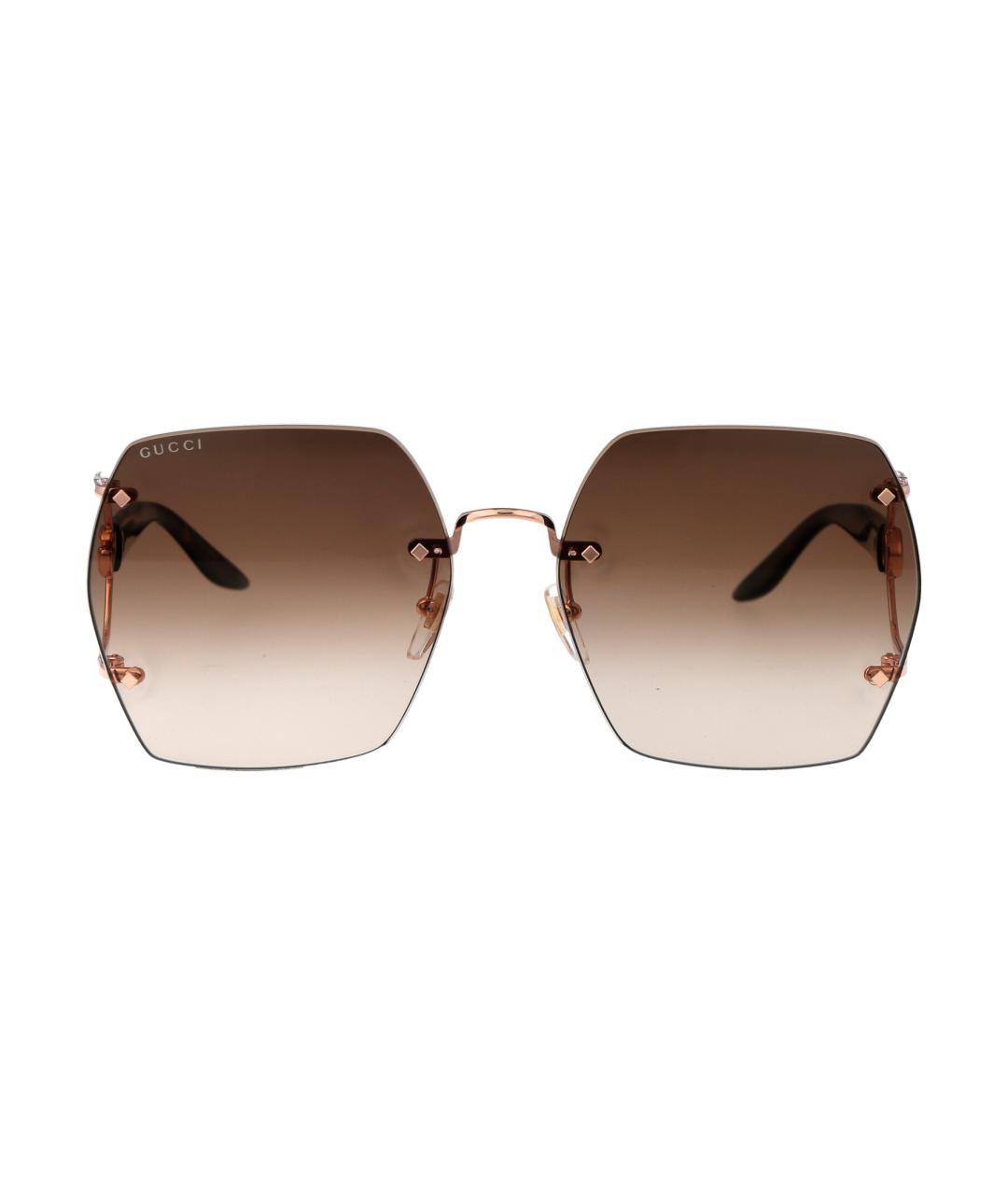 GUCCI Золотые металлические солнцезащитные очки, фото 2