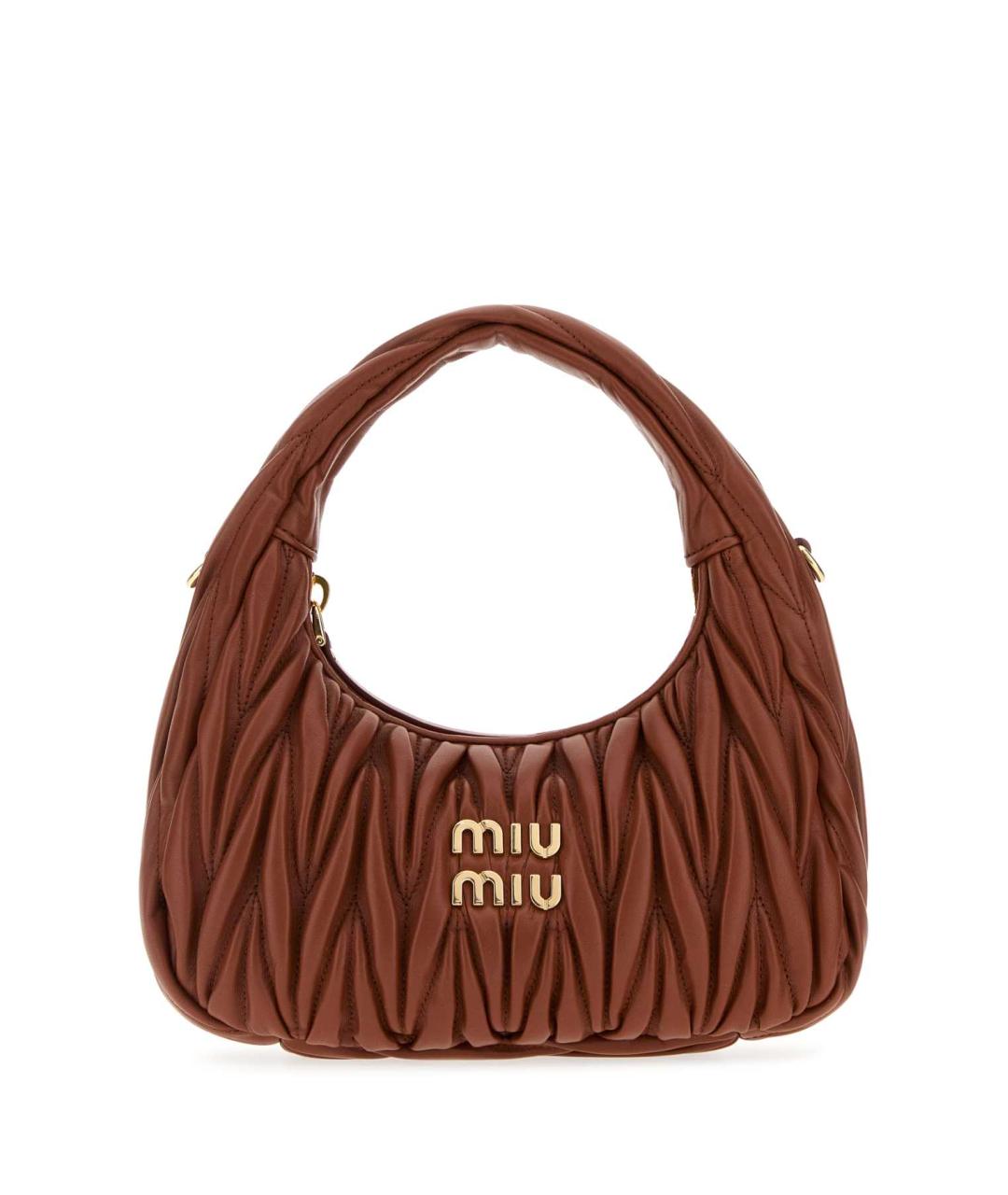 MIU MIU Коричневая кожаная сумка с короткими ручками, фото 1