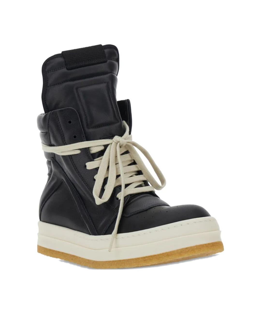 RICK OWENS Черные кожаные кеды, фото 2
