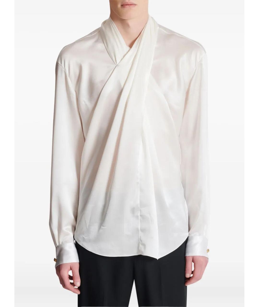 BALMAIN Белая шелковая кэжуал рубашка, фото 4