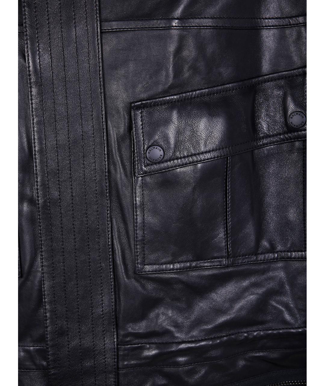 BALMAIN Черная кожаная парка, фото 3