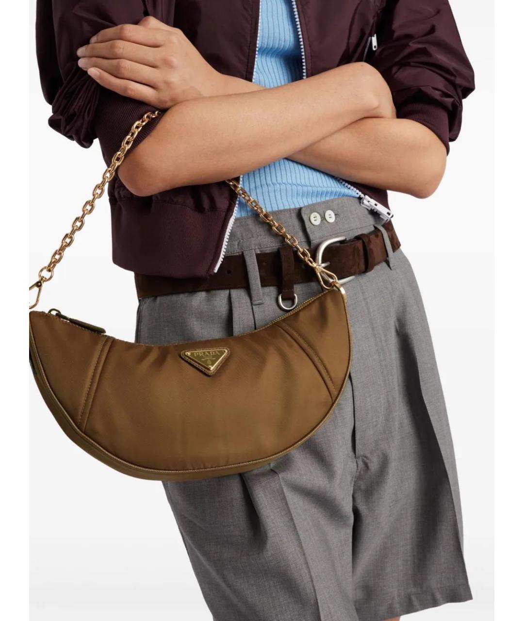 PRADA Коричневая синтетическая сумка через плечо, фото 3
