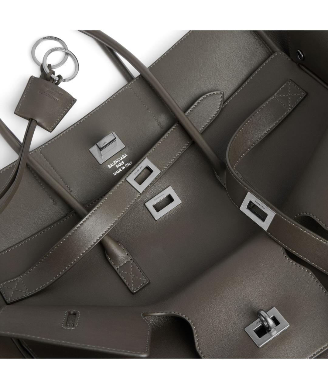 BALENCIAGA Хаки кожаная сумка тоут, фото 5