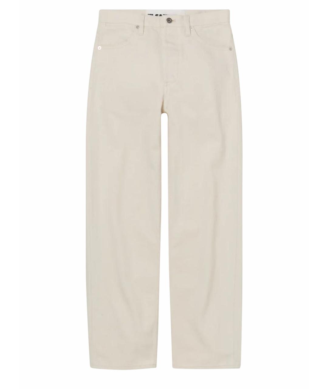 JIL SANDER Бежевые хлопковые прямые джинсы, фото 1