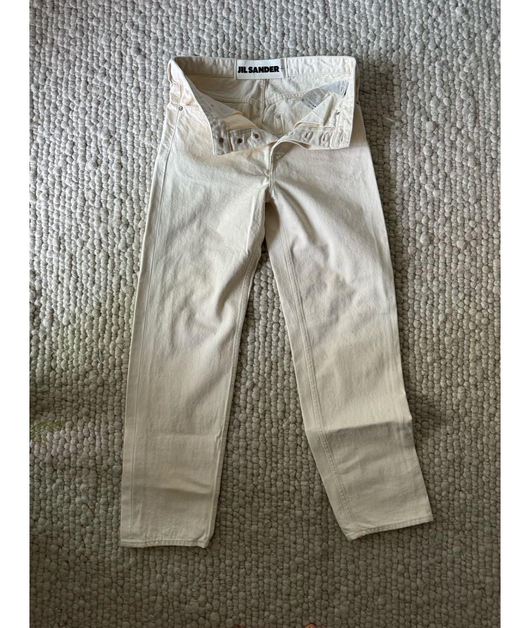 JIL SANDER Бежевые хлопковые прямые джинсы, фото 3