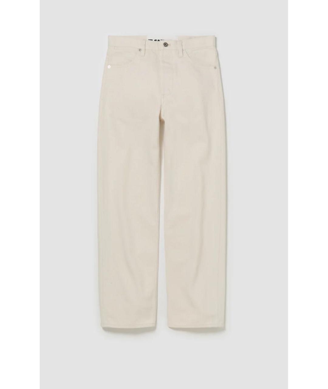 JIL SANDER Бежевые хлопковые прямые джинсы, фото 5