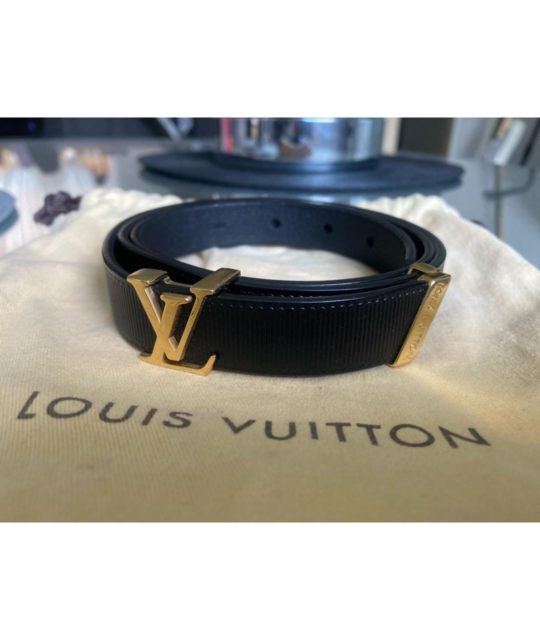 LOUIS VUITTON Черный кожаный ремень, фото 7