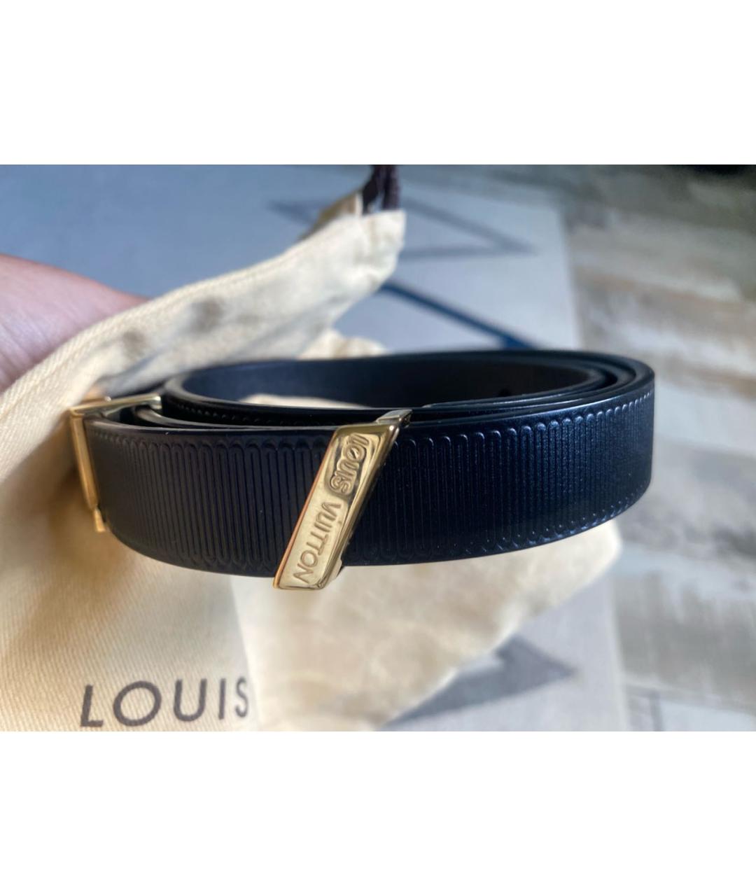 LOUIS VUITTON Черный кожаный ремень, фото 4