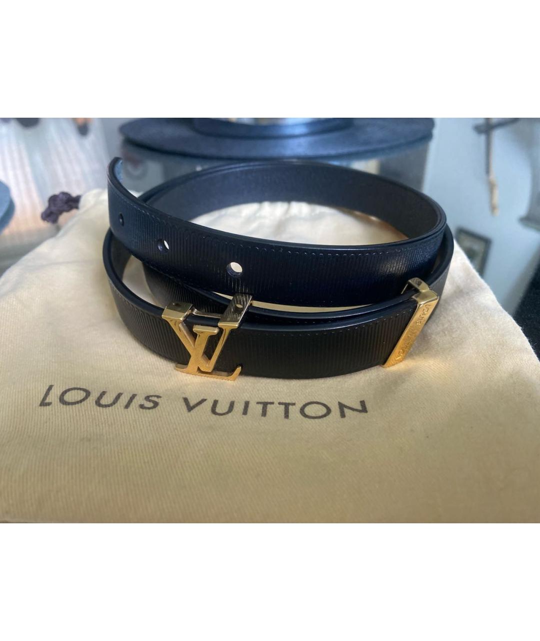 LOUIS VUITTON Черный кожаный ремень, фото 2