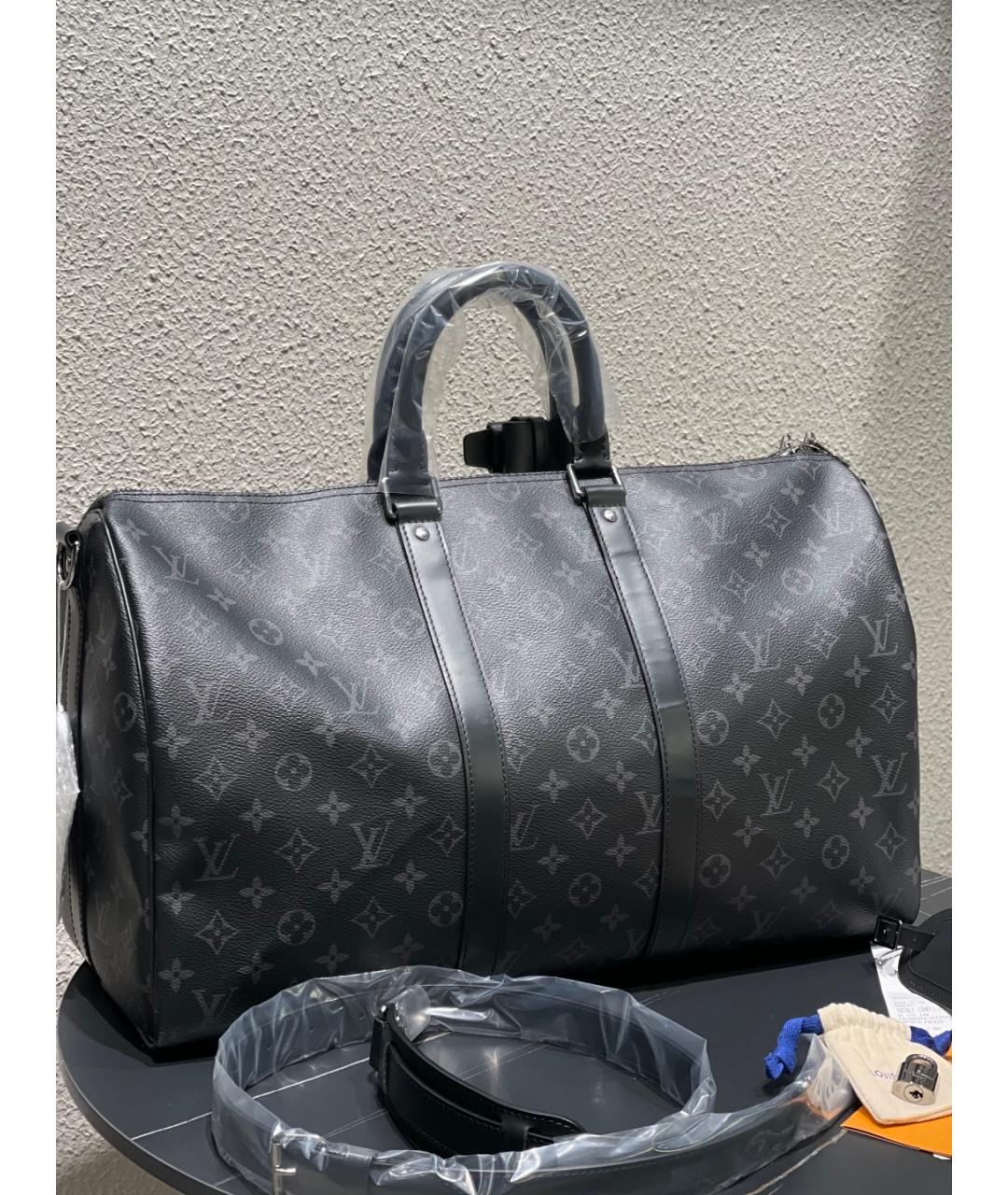 LOUIS VUITTON Антрацитовая дорожная/спортивная сумка из искусственной кожи, фото 2