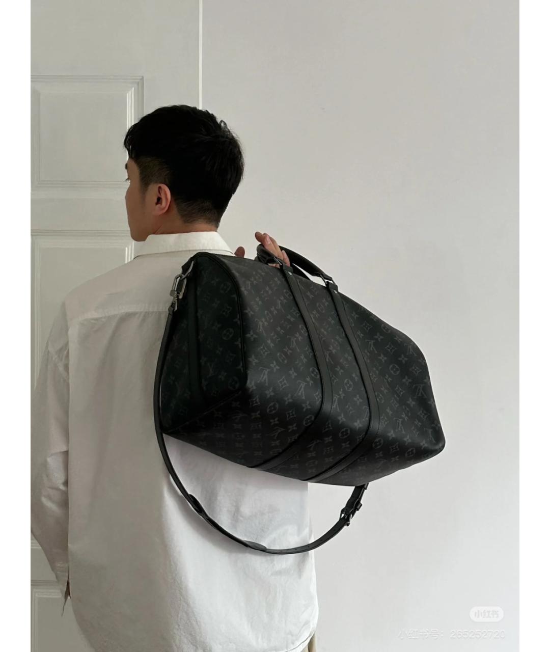 LOUIS VUITTON Антрацитовая дорожная/спортивная сумка из искусственной кожи, фото 8