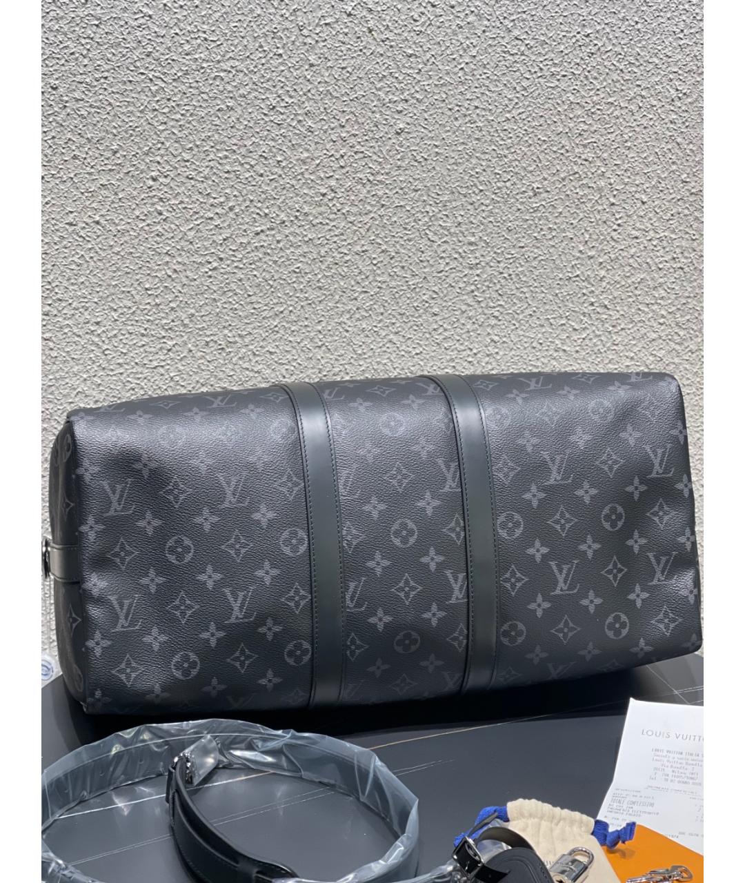 LOUIS VUITTON Антрацитовая дорожная/спортивная сумка из искусственной кожи, фото 5