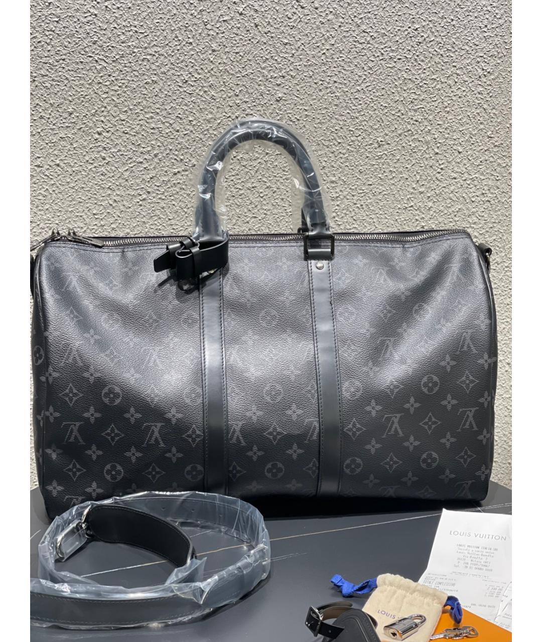 LOUIS VUITTON Антрацитовая дорожная/спортивная сумка из искусственной кожи, фото 6
