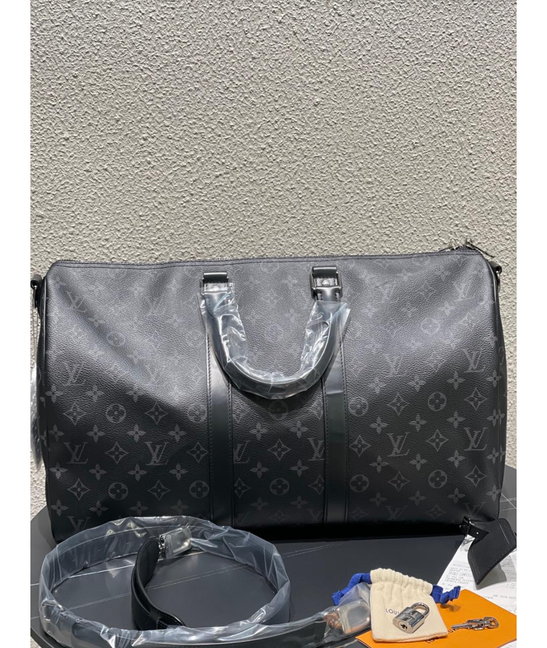 LOUIS VUITTON Антрацитовая дорожная/спортивная сумка из искусственной кожи, фото 4