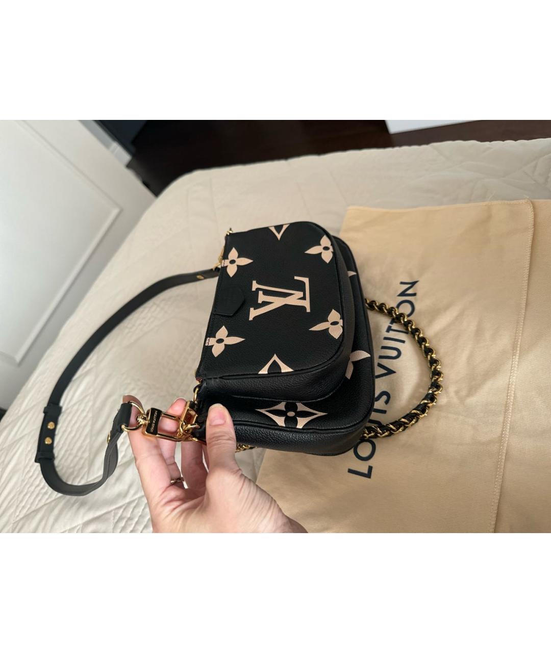 LOUIS VUITTON Черная кожаная сумка через плечо, фото 2