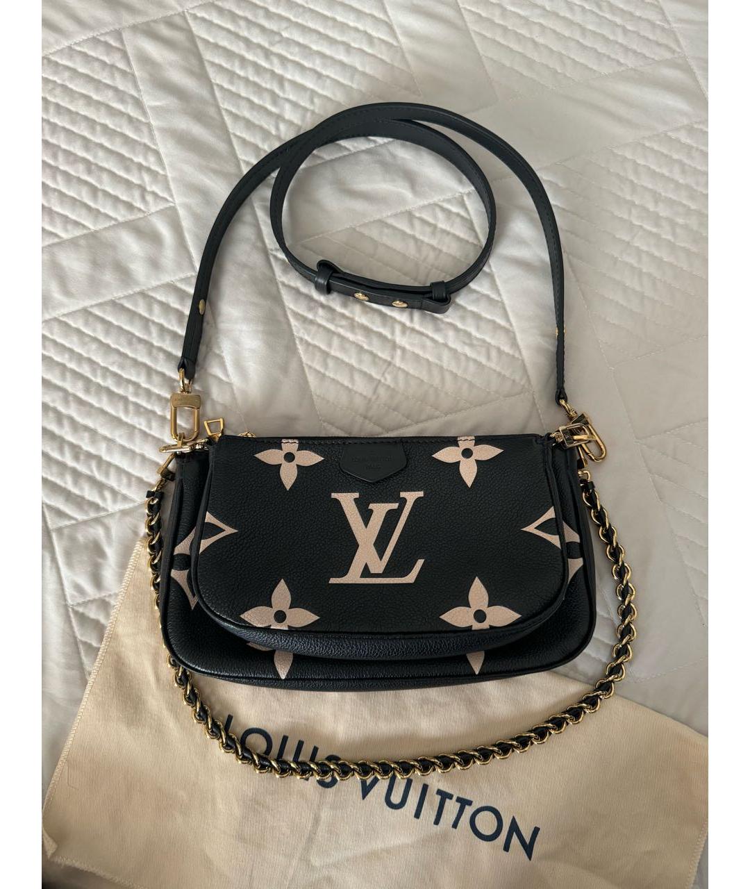 LOUIS VUITTON Черная кожаная сумка через плечо, фото 7