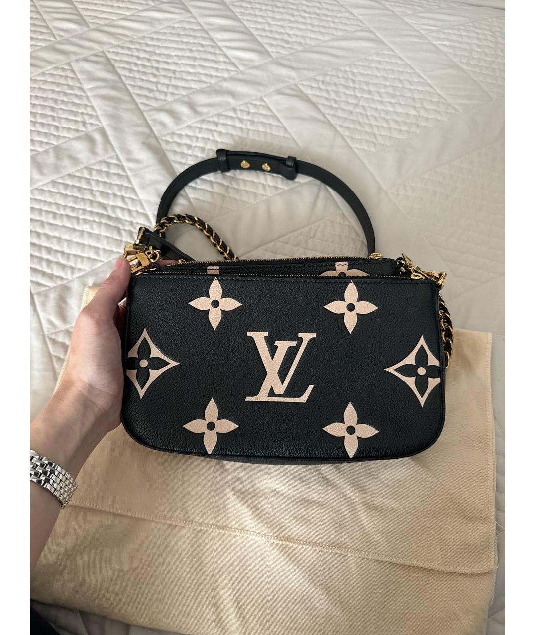 LOUIS VUITTON Черная кожаная сумка через плечо, фото 3