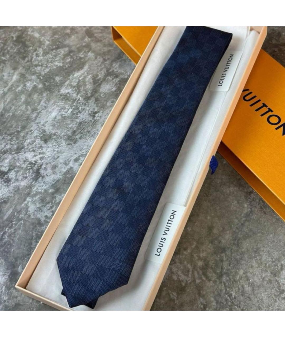 LOUIS VUITTON Синий шелковый галстук, фото 4