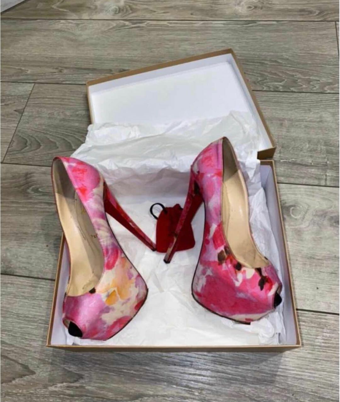 CHRISTIAN LOUBOUTIN Розовые текстильные туфли, фото 3