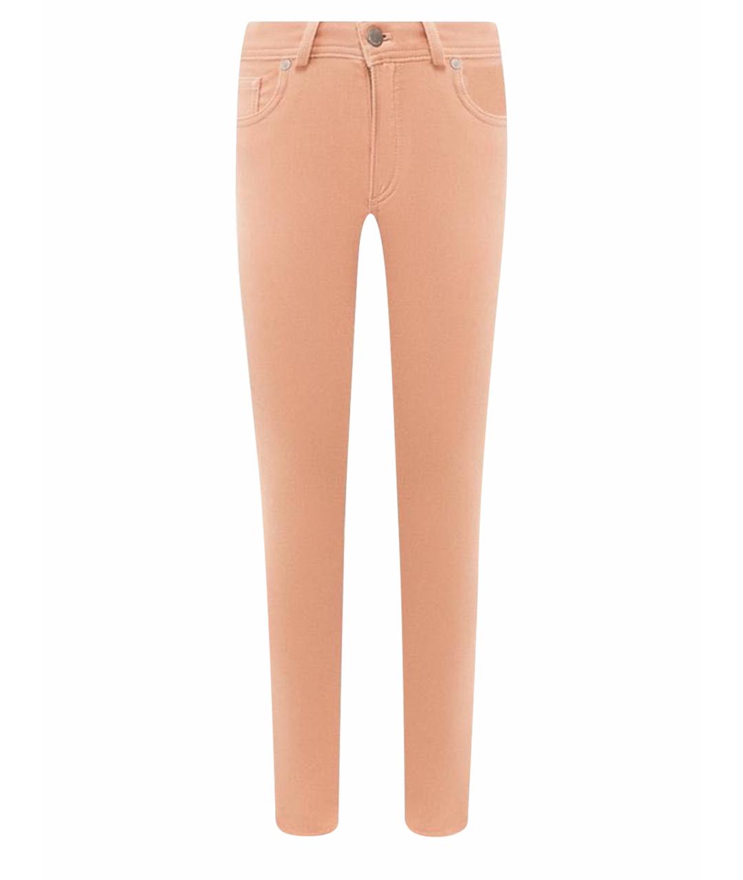 LORO PIANA Коралловые хлопко-эластановые брюки узкие, фото 1