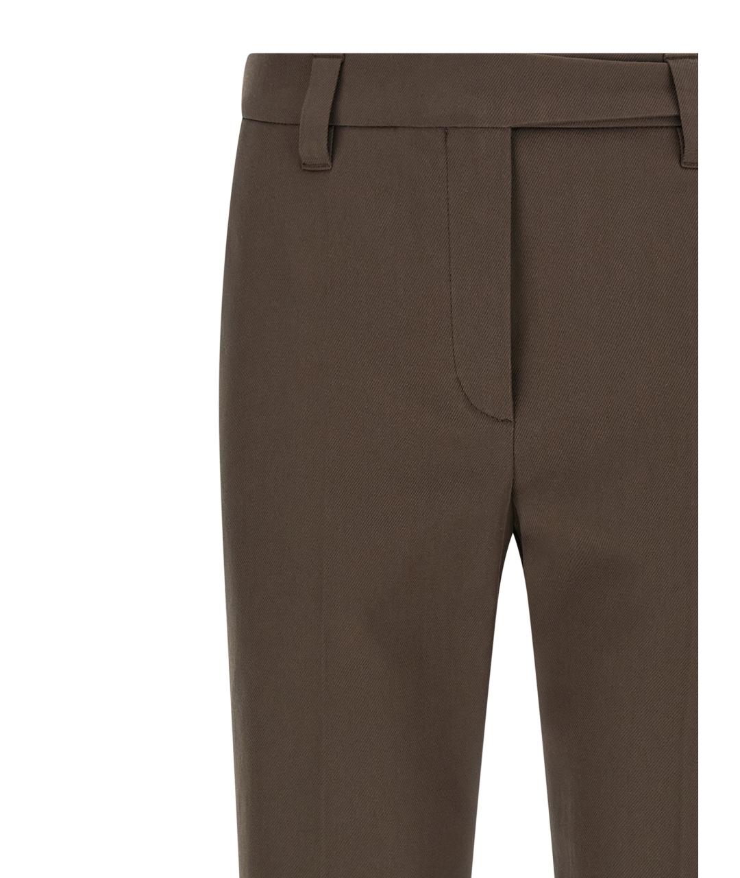 BRUNELLO CUCINELLI Коричневые хлопковые прямые брюки, фото 3