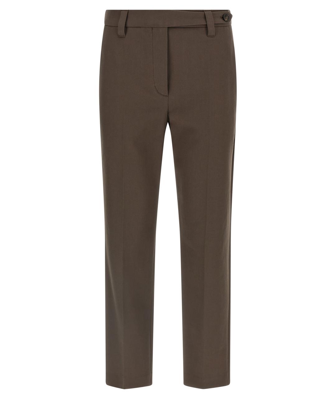 BRUNELLO CUCINELLI Коричневые хлопковые прямые брюки, фото 1
